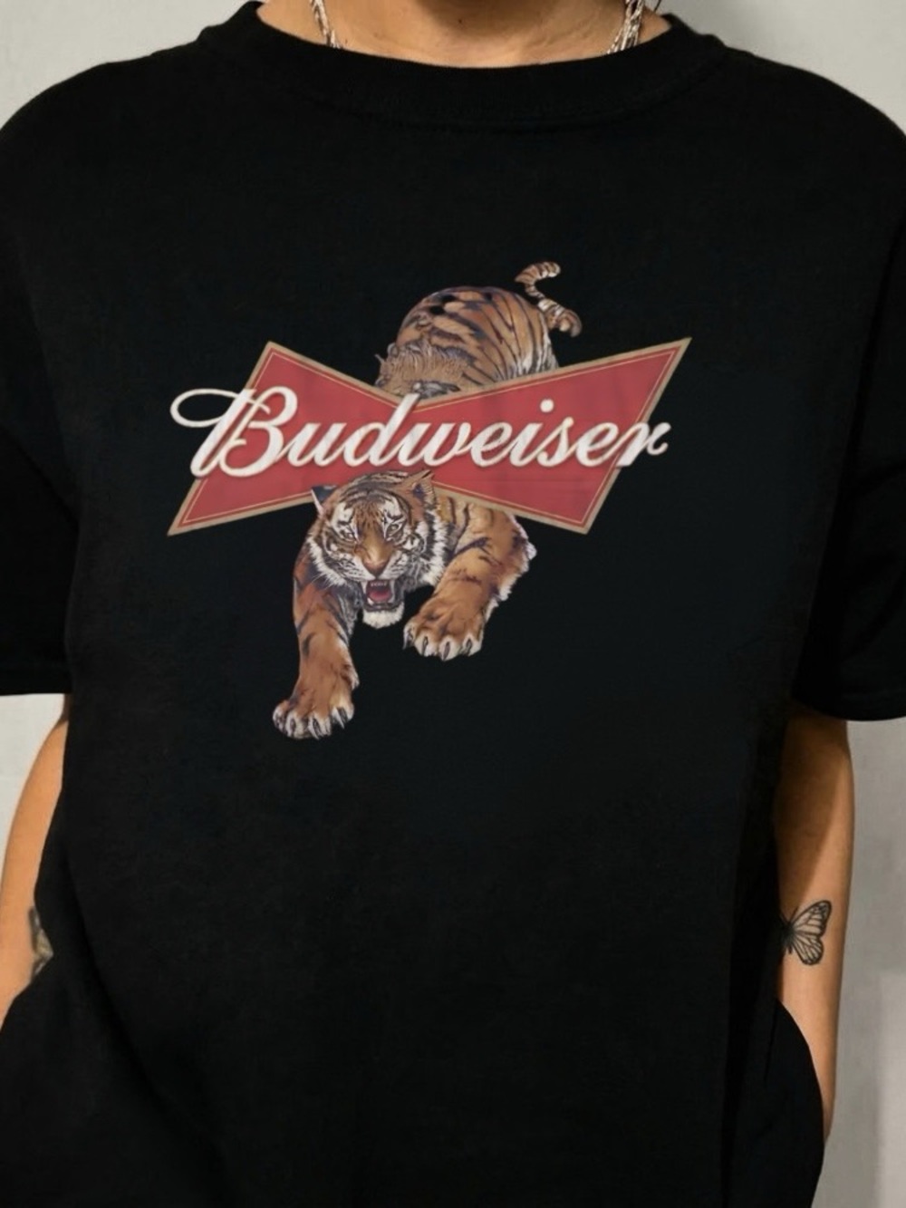 Vintage Budweiser Tiger Graphic Tee in Black